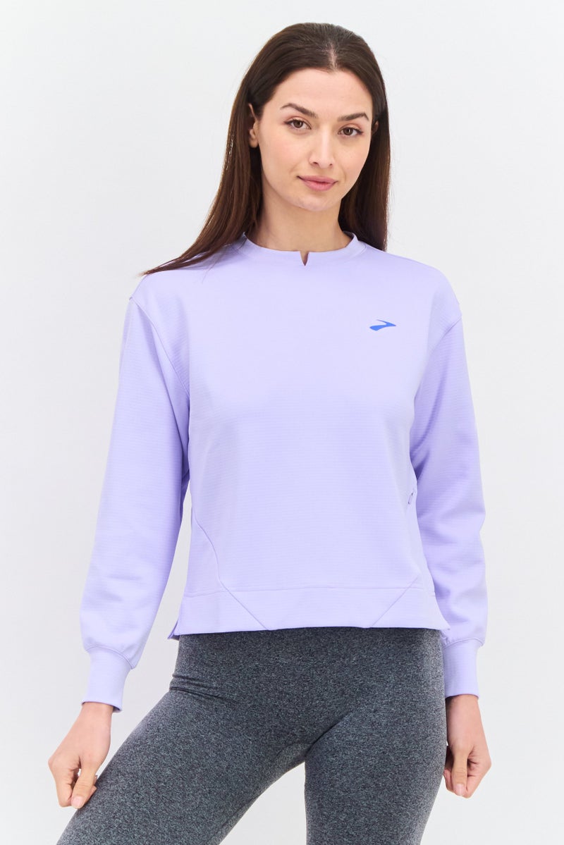 Brooks Women Sportswear Fit Long Sleeve Running Sweatshirt, Purple - Image 1