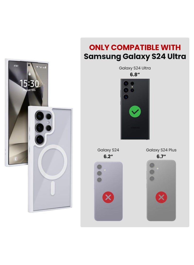 ACLIX Magnetic Case for Samsung Galaxy S24 Ultra 6.8inch , Translucent Matte Back, Shockproof Magnetic Case Compatible with MagSafe (White) - Image 2