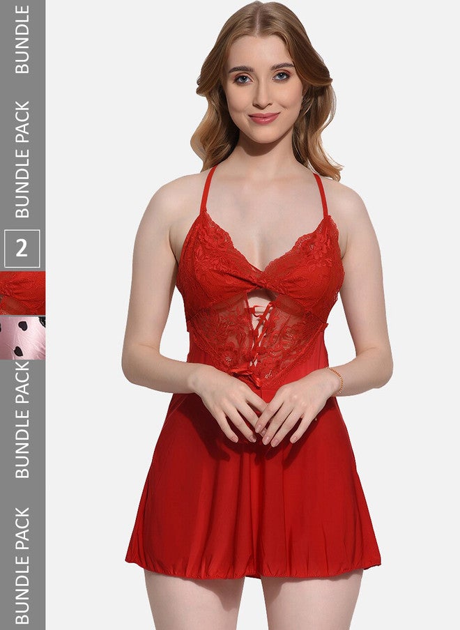 FIMS Pack Of 2 Shoulder Straps Halter Neck Baby Doll - Image 1