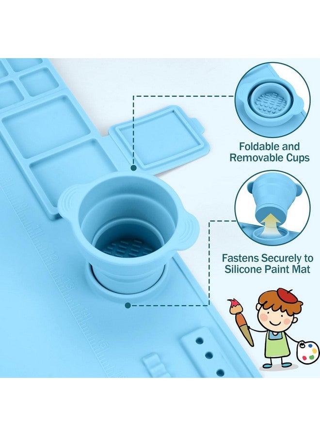 BeFunky Silicone Art Mat with Cup, Painting Mat for Crafts, Artist Mat with Brush Holders for Kids Gift, Clay, DIY Creations and Play Doh (Blue) - Image 4