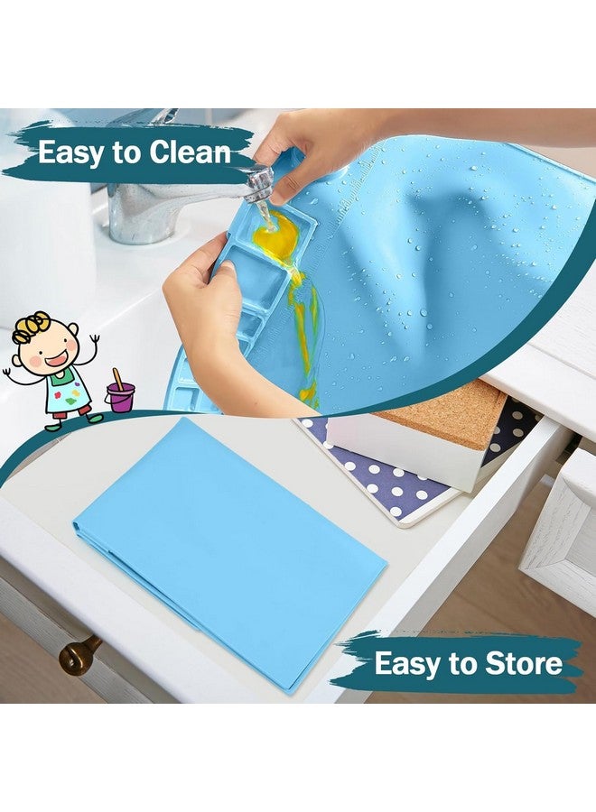 BeFunky Silicone Art Mat with Cup, Painting Mat for Crafts, Artist Mat with Brush Holders for Kids Gift, Clay, DIY Creations and Play Doh (Blue) - Image 5