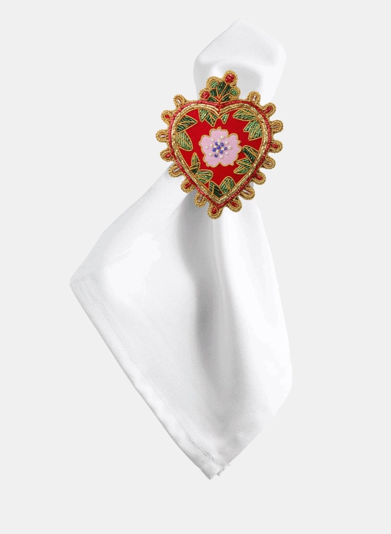 Baci milano Christmas Decoration FABRIC HANDMADE NAPKIN RING HEART  - Image 1