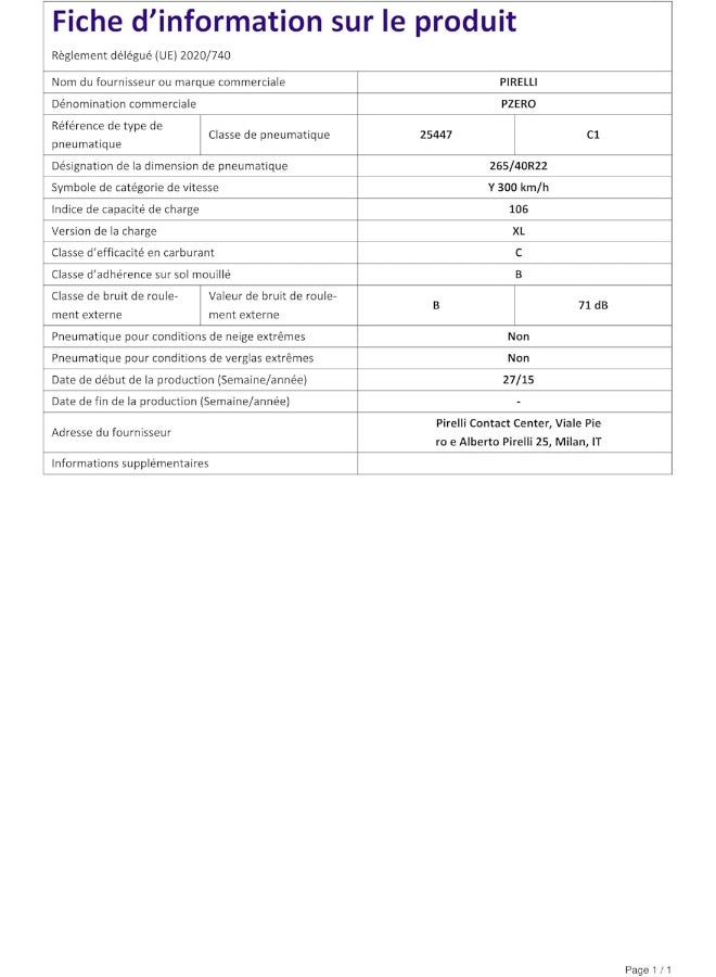 Pirelli P ZERO in Size 265/40R22 From a company Pirelli Tires year of Production 2024 - Image 4