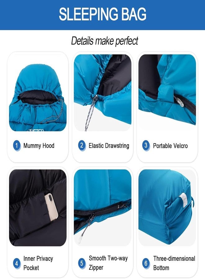 QEZER Ultralight Down Sleeping Bag for Adults 37-60 Degree F with 600 Fill Power, Compact Summer Sleeping Bag with Compression Sack for Backpacking, Hiking and Camping - Image 4