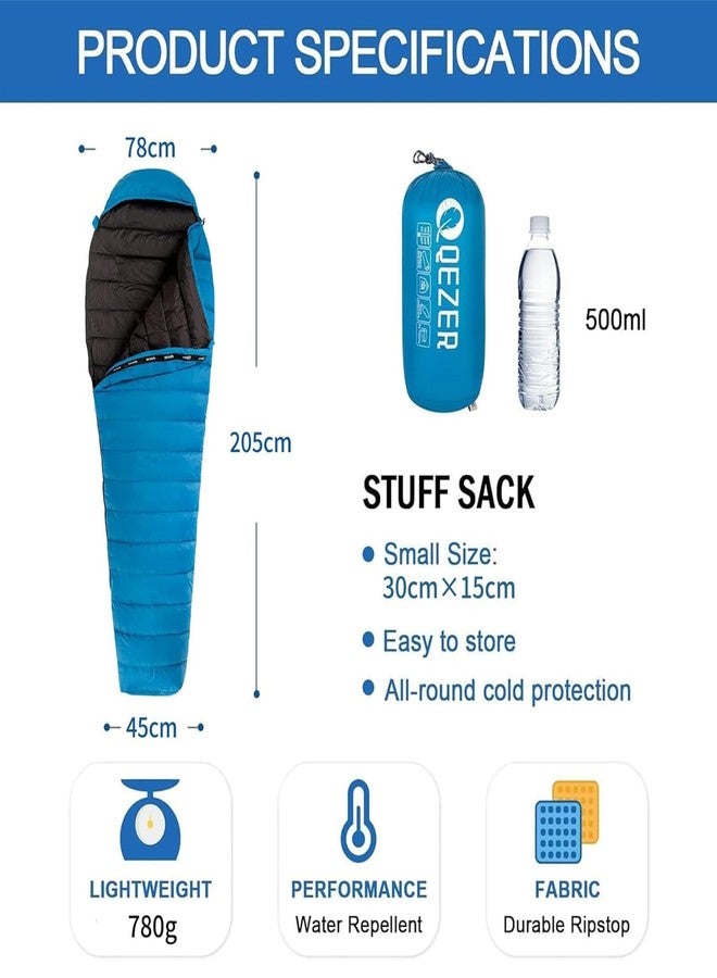 QEZER Ultralight Down Sleeping Bag for Adults 37-60 Degree F with 600 Fill Power, Compact Summer Sleeping Bag with Compression Sack for Backpacking, Hiking and Camping - Image 2