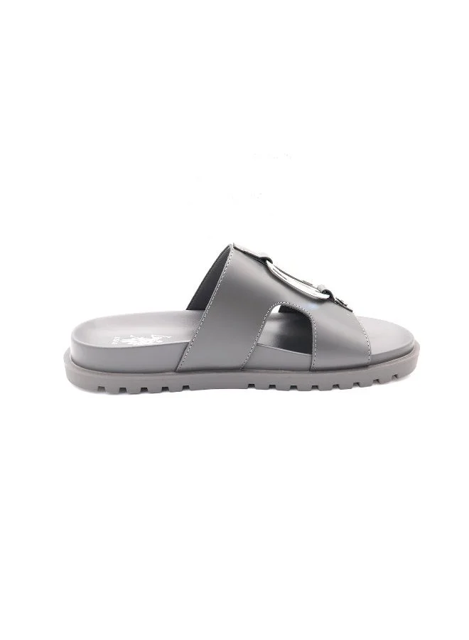 US Polo Men’s Grey Slide Sandals – Casual Slip‑On Slides with Silver Accent, Comfortable Everyday Footwear