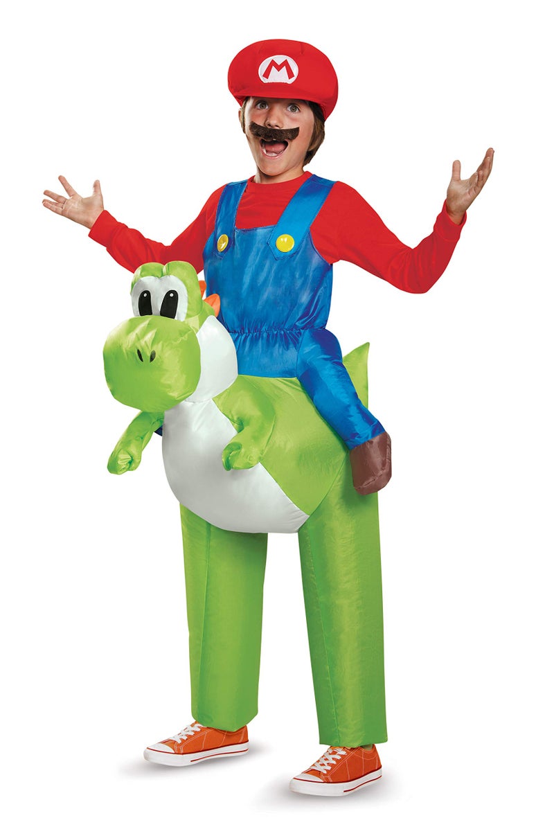 Disguise Super Mario Bros. Mario Riding Yoshi Inflatable Costume, Officially Licensed Super Mario Bros Costume for Kids, One Size - Image 1
