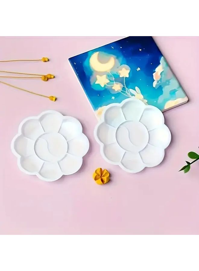 Set Of 5 Mini Flower Shaped Plastic Palette For Watercolor Acrylic Gouache Mixing - Image 3