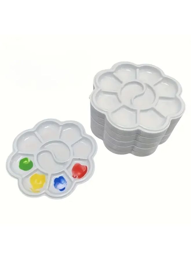 Set Of 5 Mini Flower Shaped Plastic Palette For Watercolor Acrylic Gouache Mixing - Image 1