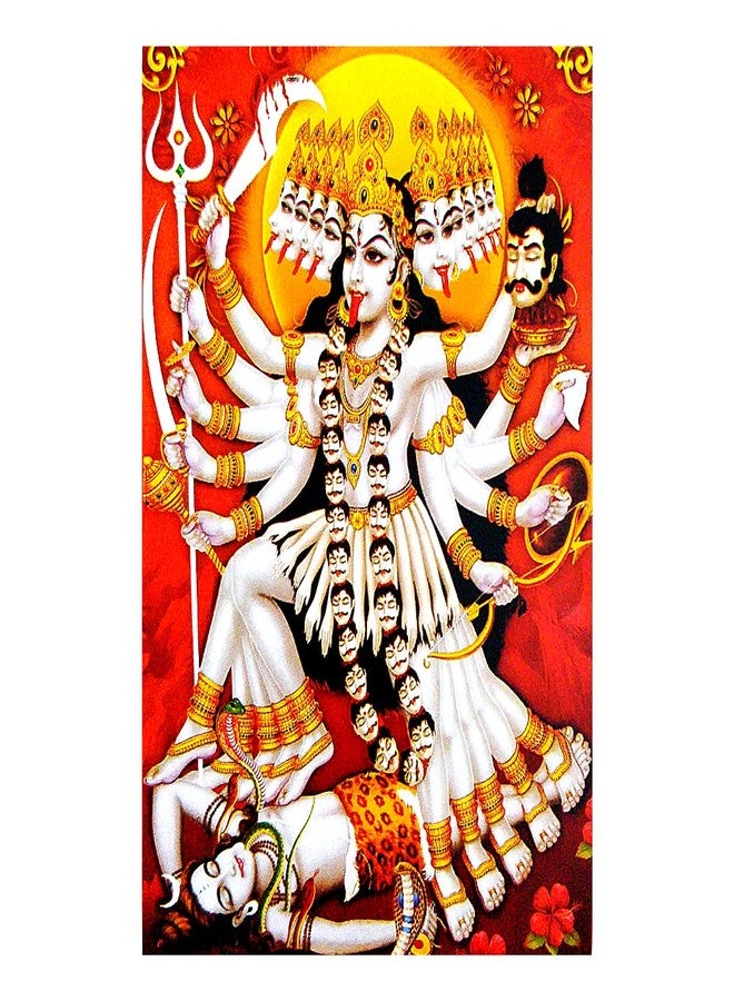 Suninow صور سونينو كالي ماتا | لوحة مؤطرة دينية God Goddess للحائط وبوجا/Hindu Bhagwan Devi Devta إطار صور/ملصق الله لبوجا (Kali maa) - Image 3