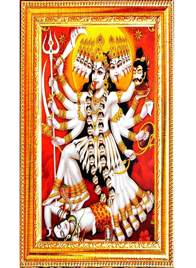Suninow صور سونينو كالي ماتا | لوحة مؤطرة دينية God Goddess للحائط وبوجا/Hindu Bhagwan Devi Devta إطار صور/ملصق الله لبوجا (Kali maa) - Image 1