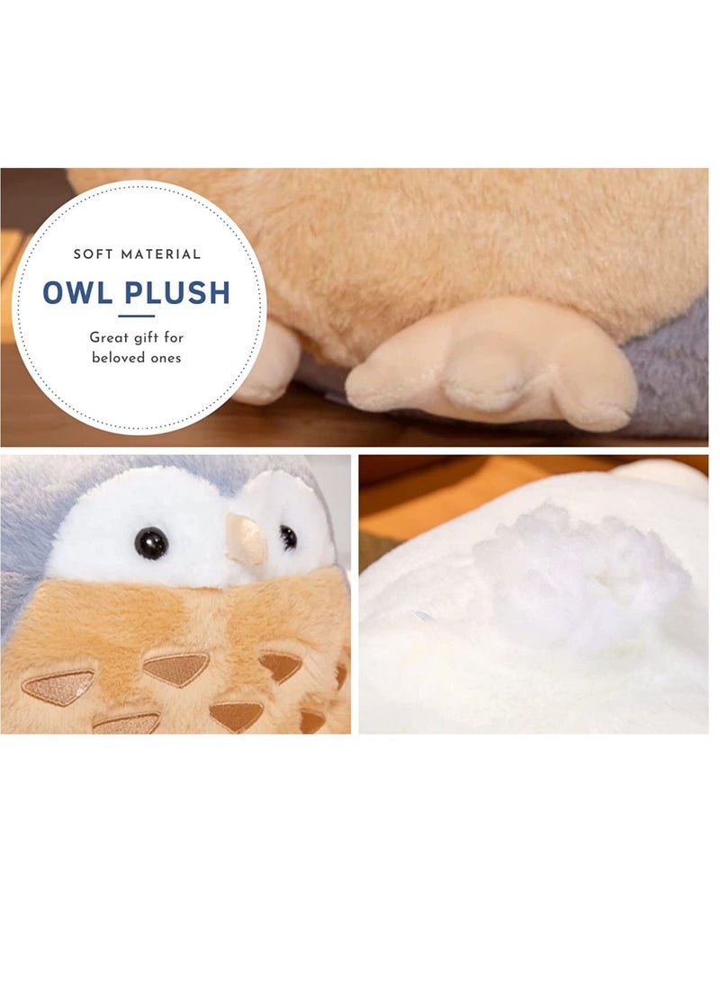 SYOSI Lifelike Gray Owl Stuffed Animals Snow Owl Plush Soft Hugging Pillow C ute Chubby Owl Plushies Toy Fluffy Gray Eagle Owl Plush Birds Dolls Gifts,14.9'Only for Age 14+ - Image 4