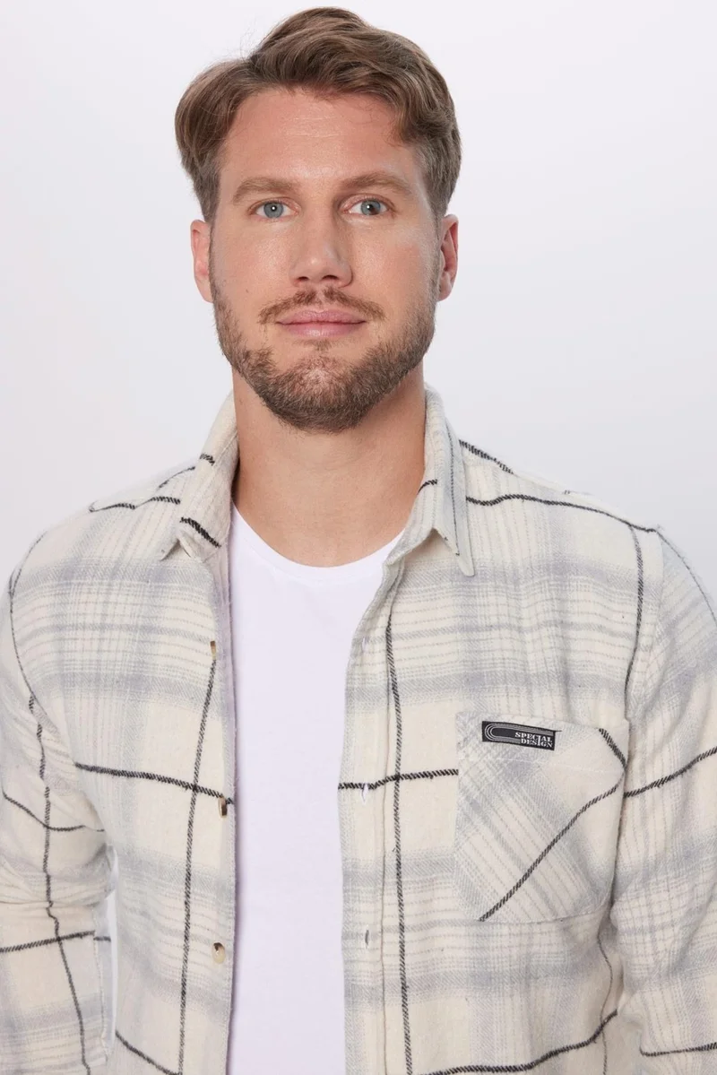 تودورس Men's Slim Fit Slim Fit Lumberjack Single Pocket Checkered Winter Shirt