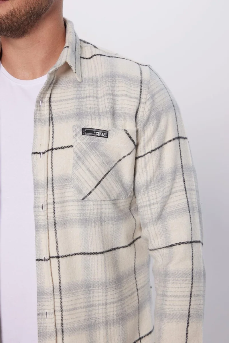تودورس Men's Slim Fit Slim Fit Lumberjack Single Pocket Checkered Winter Shirt