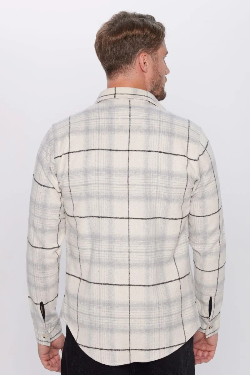 تودورس Men's Slim Fit Slim Fit Lumberjack Single Pocket Checkered Winter Shirt