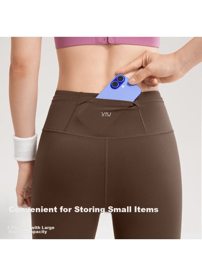Vfu Leap Running High Elastic Quick-dry 9/10 Length Women's High-waist Hip-lifting Yoga Pants Fitness Set Ebony Brown S - Image 2