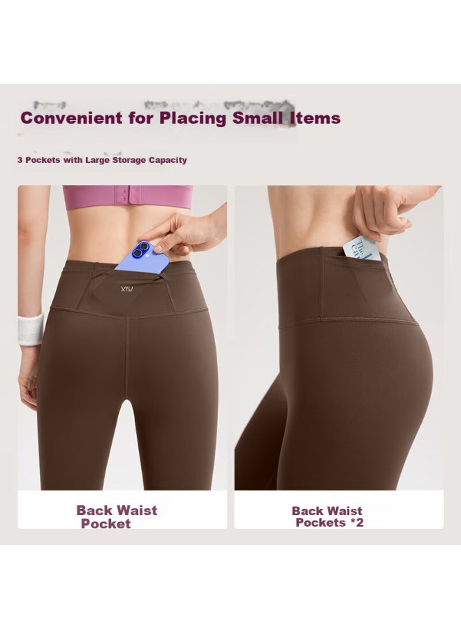 Vfu Leap Running High Elastic Quick-dry 9/10 Length Women's High-waist Hip-lifting Yoga Pants Fitness Set Ebony Brown S - Image 3