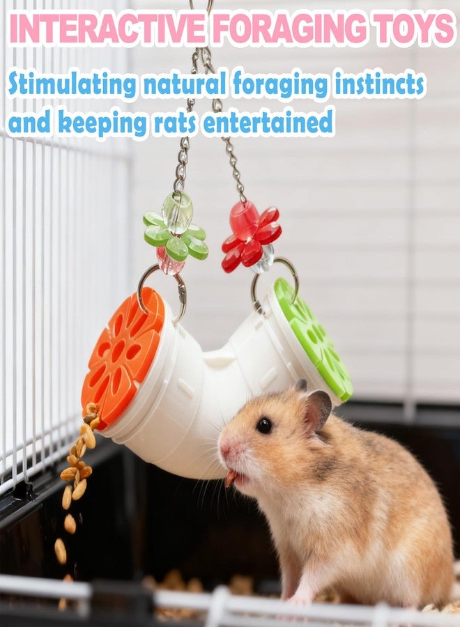 Anranmm Rat Enrichment Toys, Interactive Foraging Toys for Birds, Rat Cage Accessories Enrichment - Hanging Tube Treat Dispenser | Slow Feeder for Small Animals, Hamsters, Rabbits and Parrots - Image 2