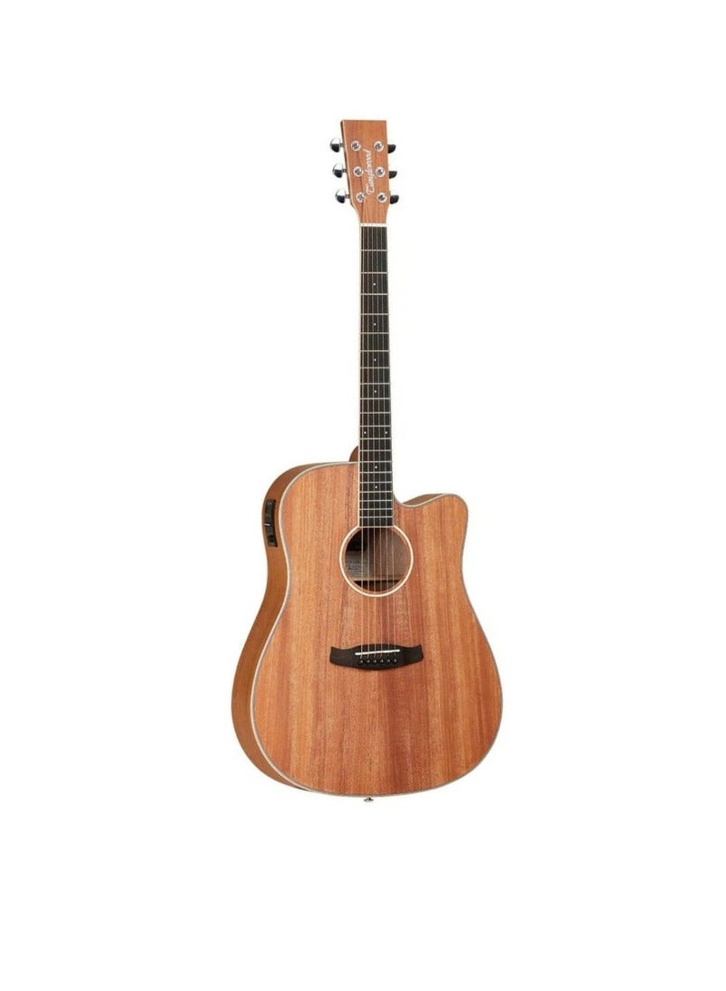 Tanglewood TUN5CE Union Series Electro-Acoustic Guitar Solid Mahogany Dreadnought Cutaway with Built-in EQ – Natural Satin - Image 1