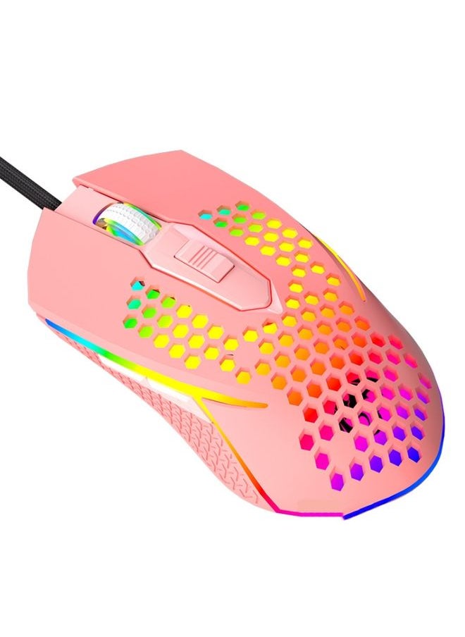 BURAQ LEAVEN S50 6Keys Macro Definition Programmable RGB Lighted Gaming Wired Mouse, Cable Length: 1.5m(Pink)  - Image 1