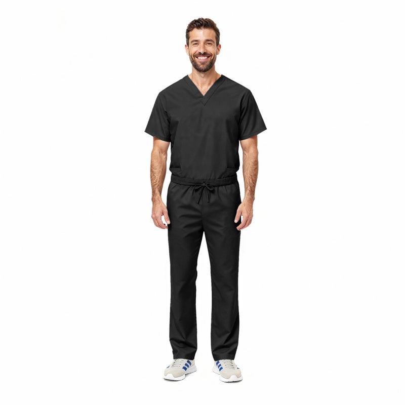 Natural Uniforms طقم سكراب موحد طبيعي للجنسين - طقم قميص وسروال (طقم سكراب للعمل القياسي) أسود X-Large - Image 4
