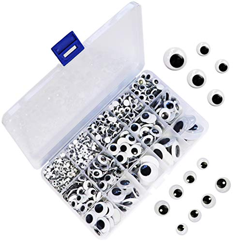 1221 Pieces Wiggle Googly Eyes Self Adhesive Wiggle Eyes Assorted Sizes for DIY Crafts Scrapbooking Classic