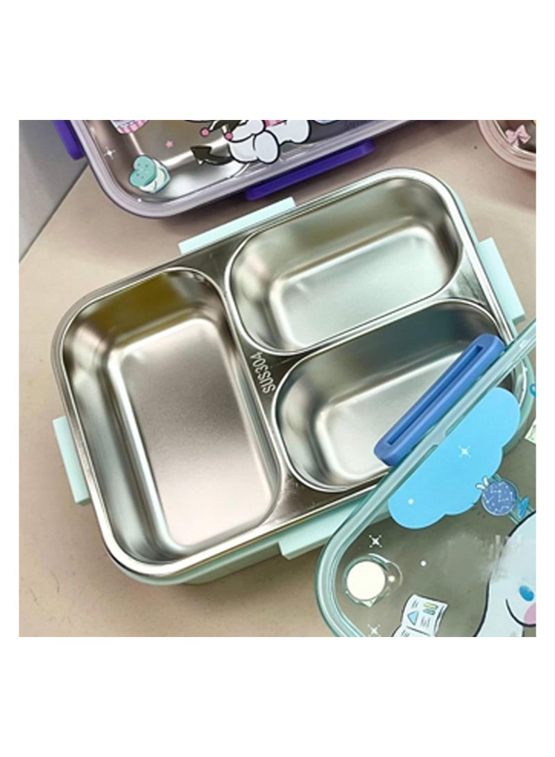 general Cartoon Cute Cinnamoroll Printed All-in-One Bento Box with Spoon Fork Kawaii 4 Point Locking Lunch Box Container for Food Fruit Snacks - Image 2