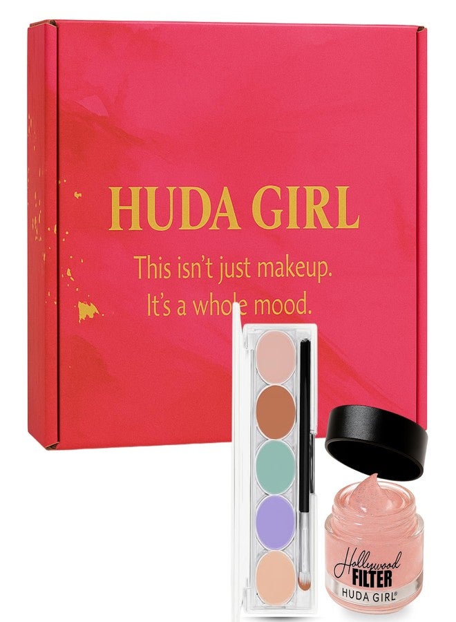 HUDA GIRL FACE PRIMER WITH COLOR CORRECTER & CONCEALER PALETTE - Instant Glowing Concealer for Dark Circles, Hydrating Matte Formula, Face Corrector for Smooth Skin - Image 1