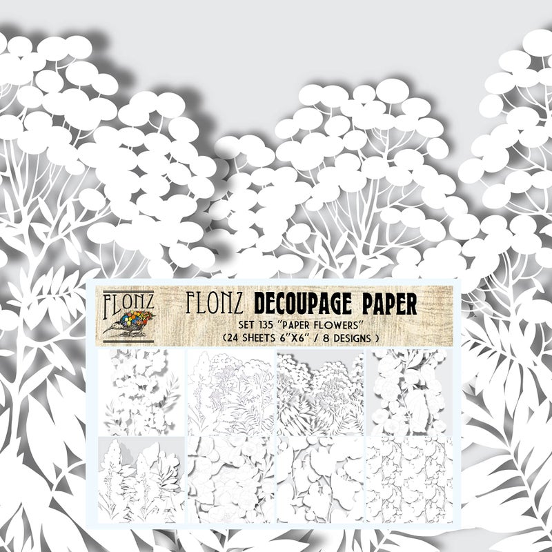 Decoupage Paper Pack 24 Sheets 6x6 Paper Flowers Vintage Styled Pattern Paper for Decoupage Craft and Scrapbooking