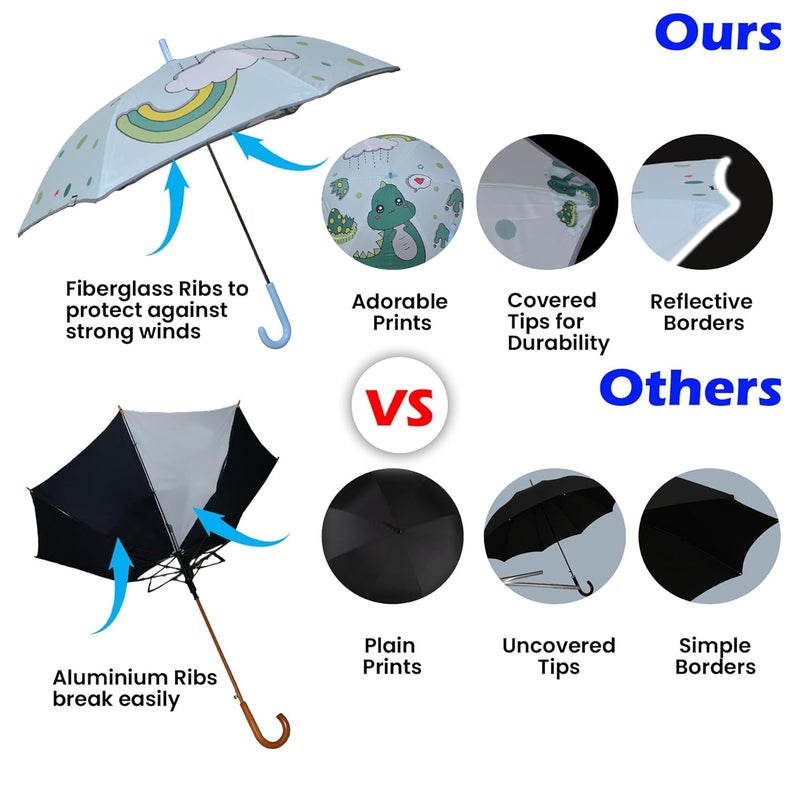 Koochie-Koo Cute Print Umbrella for Kids, Attractive Kids Umbrella with Reflective Border and Covered Tips for Safety, - Image 3
