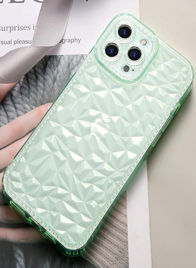 Iphone 12 Pro Max Luxury Glitter Diamond Transparent Case For iPhone 12 Pro Max Shockproof Silicone Bumper Case - Green  - Image 3