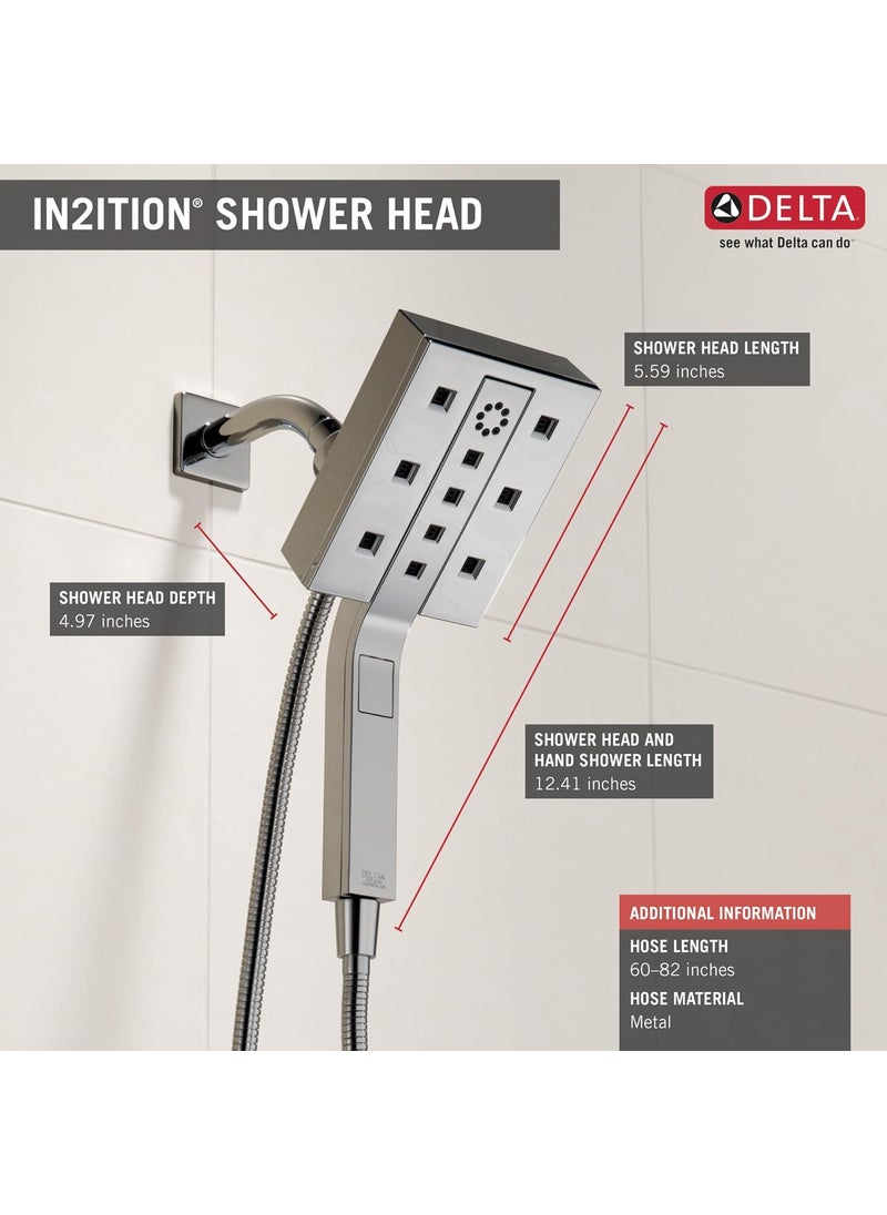 Delta Delta Faucet 4Spray Setting In2ition 2in1 Showerhead with Handshower I Overhead and Handheld Shower I H2Okinetic Shower head for Bathroom with Hose I 10 Year Warranty I Lumicoat Chrome 58473PR  - Image 3