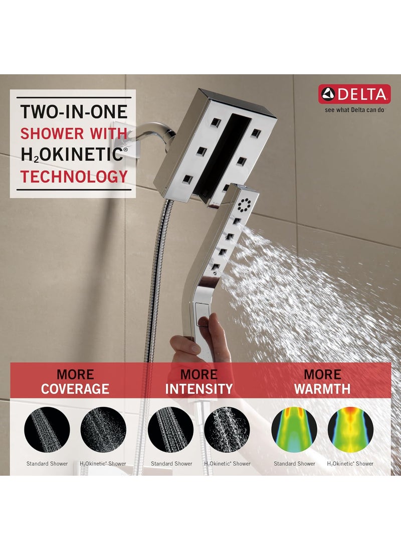 Delta Delta Faucet 4Spray Setting In2ition 2in1 Showerhead with Handshower I Overhead and Handheld Shower I H2Okinetic Shower head for Bathroom with Hose I 10 Year Warranty I Lumicoat Chrome 58473PR  - Image 5