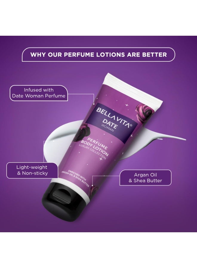 Bella Vita Luxury Date Woman Body Perfume Lotion for Nourishing, Hydrating, Soft, Supple,Healthy Skin with Argan Oil and Shea Butter 200 ml - Image 2