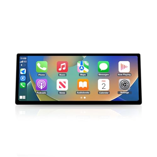 NINETOM 2025 Upgraded 12.3" Ultra-Narrow Touchscreen Wireless CarPlay Android Auto Receiver Compatible with BMW 5 Series F10/F11 (2010–2012), for CIC System - Image 1
