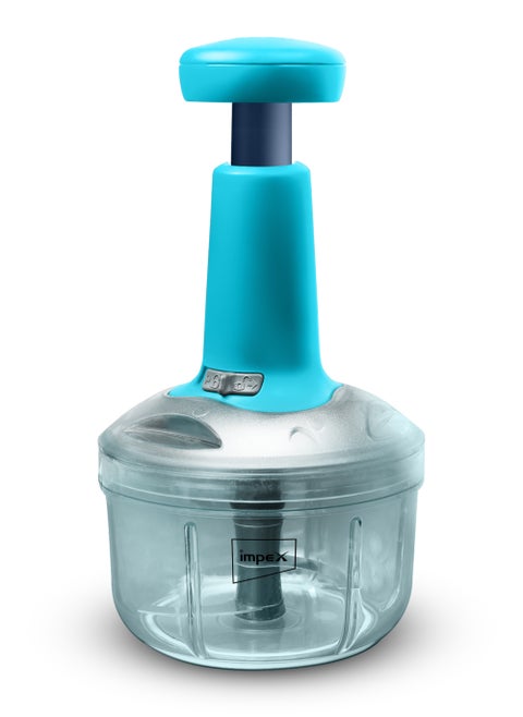 Push Chopper - 650ml Capacity Food Chopper, Stainless Steel 3 Blades, Effective Push Technology for Easy Chopping, Ergonomic Handy Design, Push Button Lock, Food-Grade Plastic Transparent Body, Lightweight & Portable, Easy to Use & Clean Kitchen Essential - IC 650