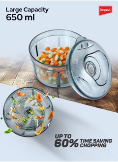 Push Chopper - 650ml Capacity Food Chopper, Stainless Steel 3 Blades, Effective Push Technology for Easy Chopping, Ergonomic Handy Design, Push Button Lock, Food-Grade Plastic Transparent Body, Lightweight & Portable, Easy to Use & Clean Kitchen Essential - IC 650 - pzsku/ZDDF12B0D0E4EB5FB29D6Z/45/_/1731045638/e6a14036-eac6-4fdb-bd4f-40664bfc4dbd