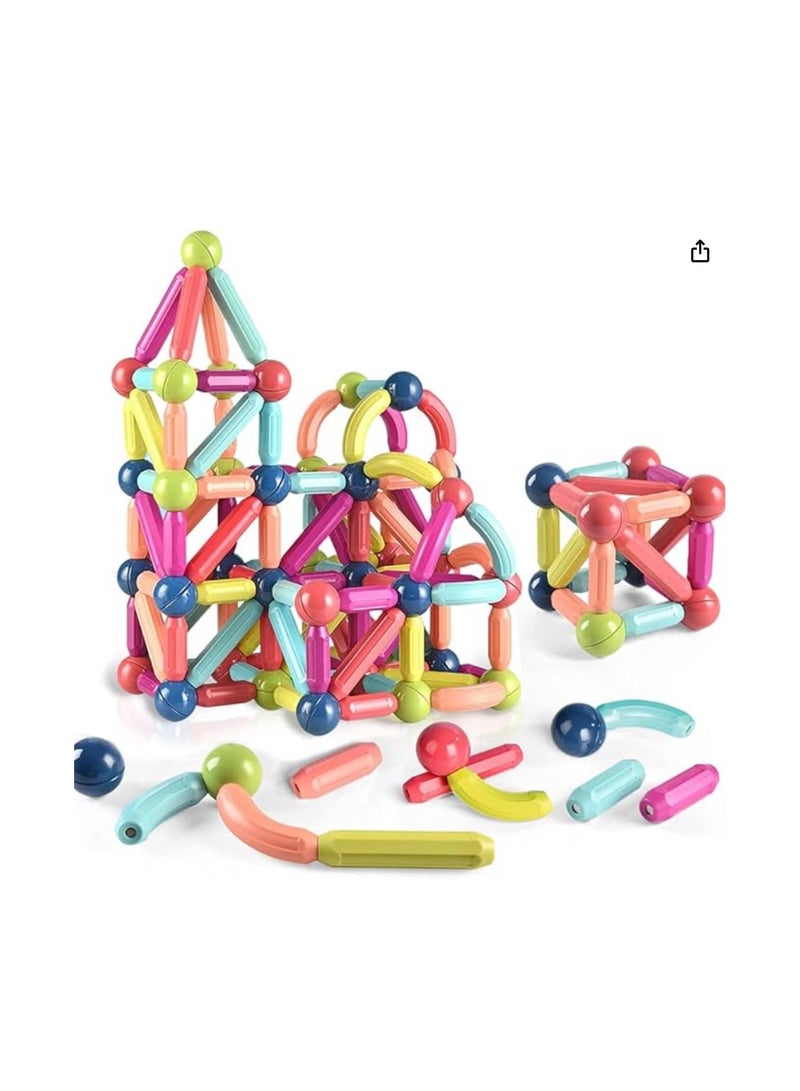 Magnetic Sticks Balls and Rods Set, Building Blocks and Sticks Educational Stacking Toys for Kids Boys Girls 128 Pieces - Image 1