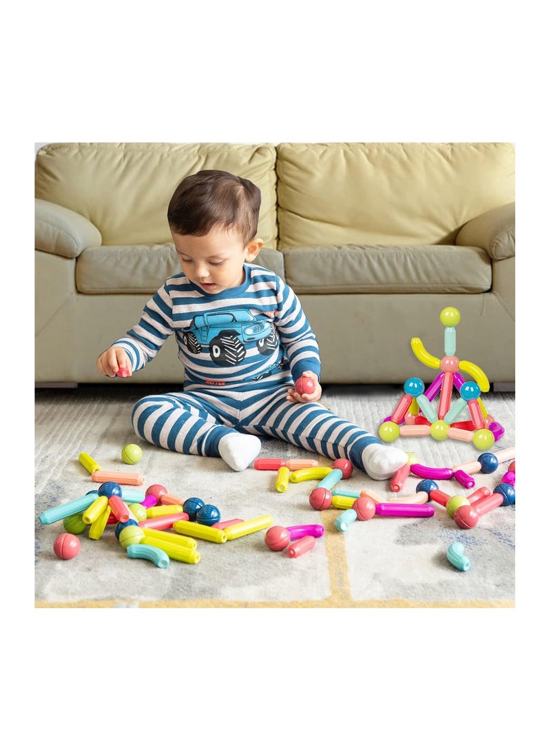 Magnetic Sticks Balls and Rods Set, Building Blocks and Sticks Educational Stacking Toys for Kids Boys Girls 128 Pieces - Image 2