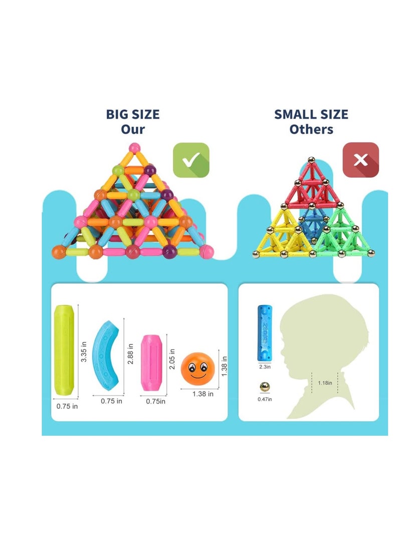 Magnetic Sticks Balls and Rods Set, Building Blocks and Sticks Educational Stacking Toys for Kids Boys Girls 128 Pieces - Image 3