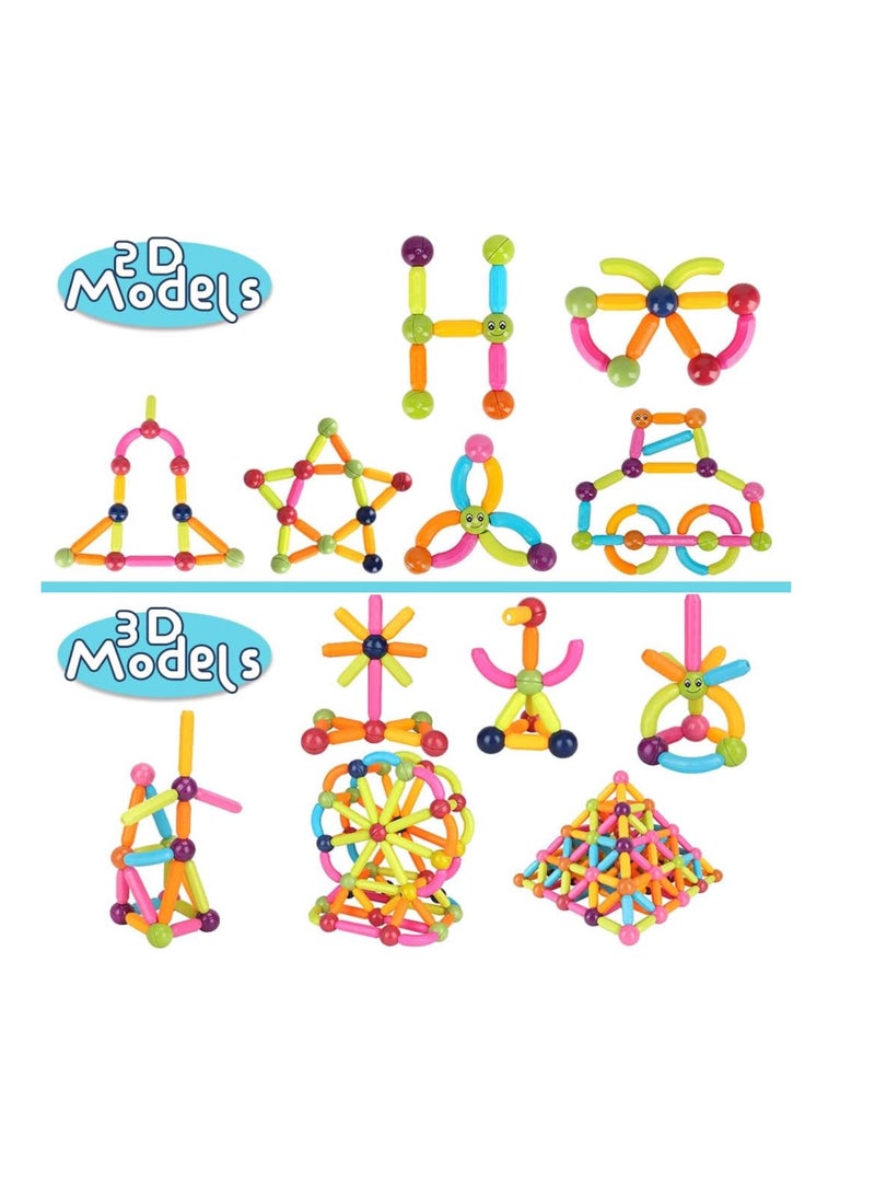 Magnetic Sticks Balls and Rods Set, Building Blocks and Sticks Educational Stacking Toys for Kids Boys Girls 128 Pieces - Image 5