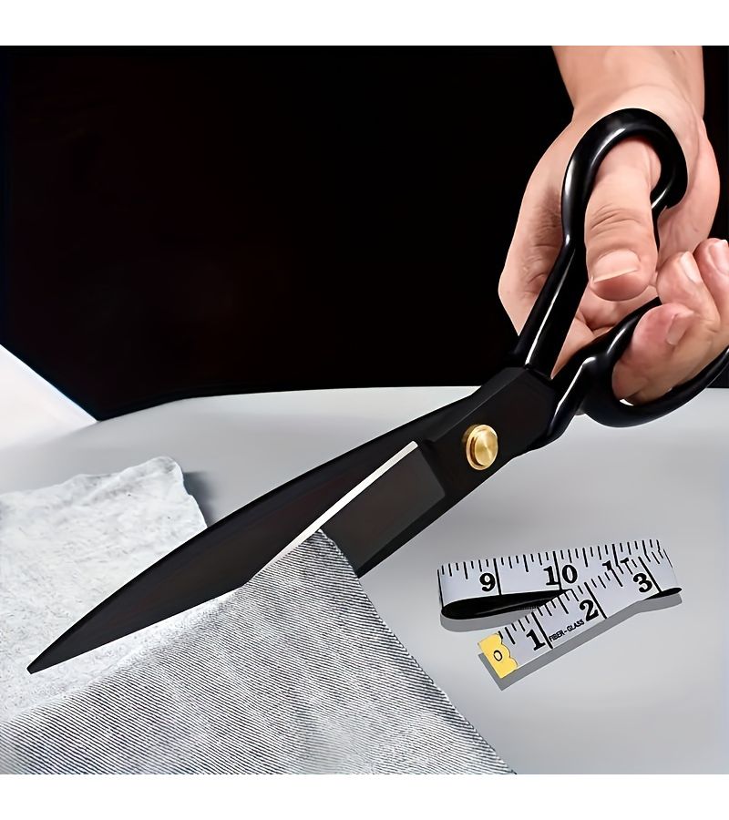 2 Pcs Sewing Kit 10 Inch Professional Tailor Scissors Soft Measuring Tape Heavy Duty Stainless Steel Fabric Scissors - Image 1