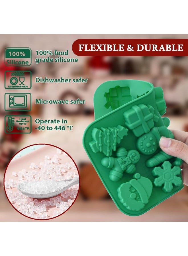 Skytail 14-Cavities Christmas Chocolate Mould Candy Baking, 3D Snowflake Cane Snowman Xmas Tree Gingerbread Man Santa Claus Gift Box Shape Mold for DIY Handmade Soap Candles Jelly Fondant, Gummy - Image 4