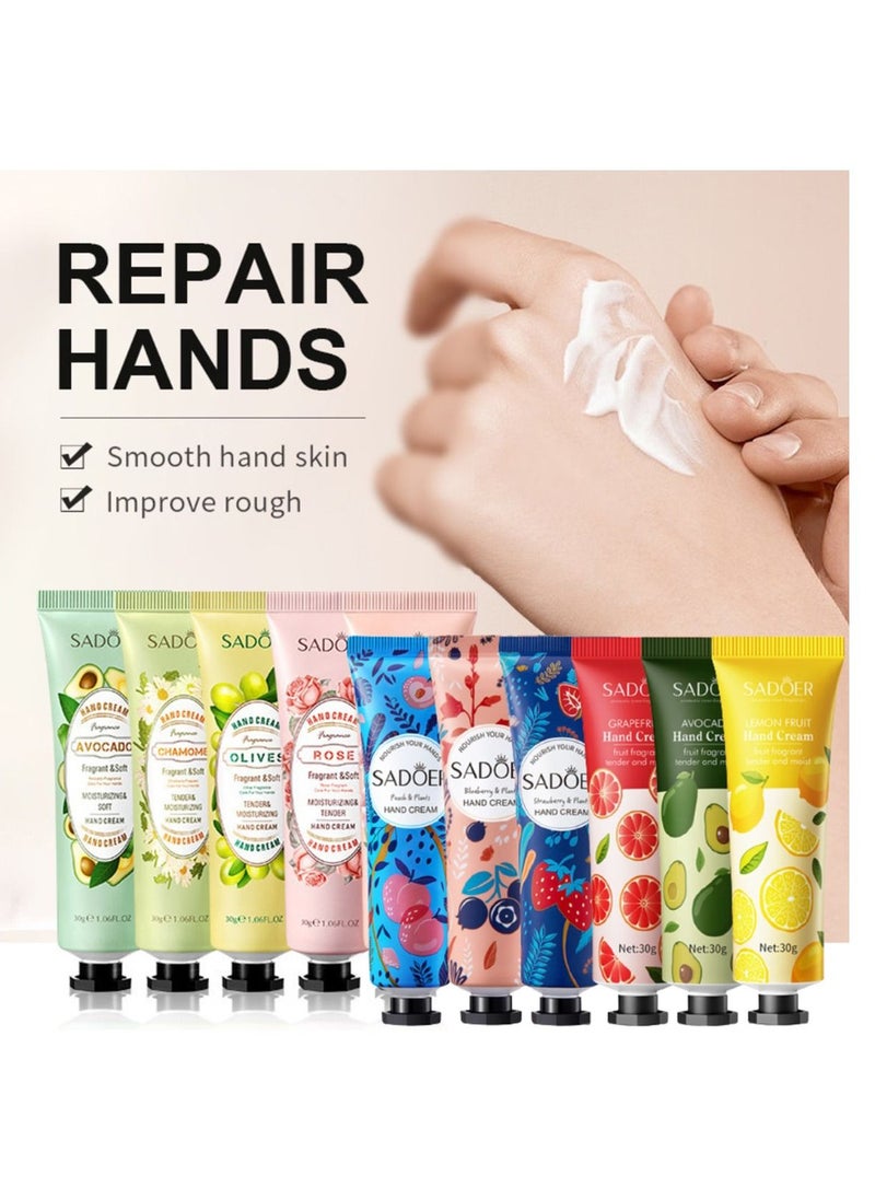 SADOER - Hand cream set consisting of 3 sachets of 5 pieces, with extracts of fruits, colorful flowers and plants, to moisturize hands, 450 grams - Image 1