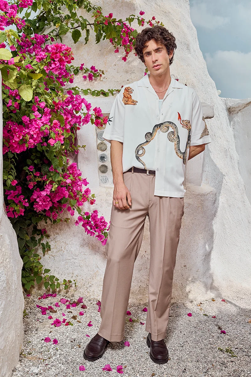 SNITCH Mediterranean Mosaic Celeste Luxe Resort Shirt