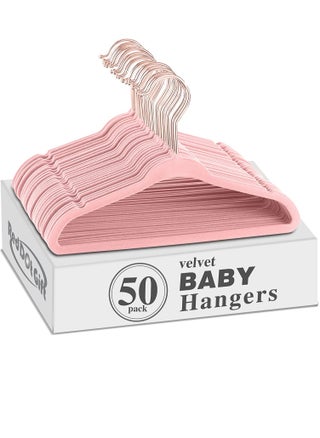 50-Pack Pink Color Baby Velvet Hangers 11Inch - Nursery Clothes Hangers Non-Slip Toddler Hangers, 360 Chrome Rose-Gold Hook. - pzsku/ZDDF18048D70B2746DC60Z/45/_/1657456374/91180052-68e1-45be-b9be-fec4e724e8a0