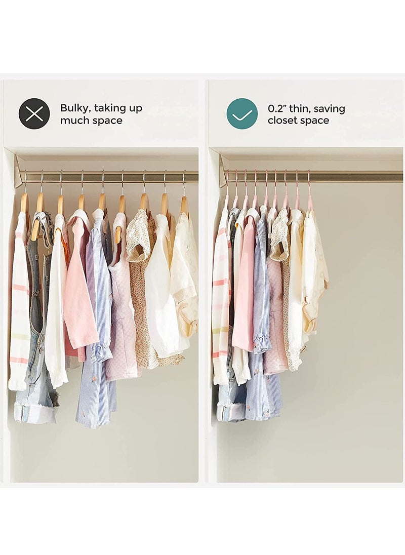 50-Pack Pink Color Baby Velvet Hangers 11Inch - Nursery Clothes Hangers Non-Slip Toddler Hangers, 360 Chrome Rose-Gold Hook.
