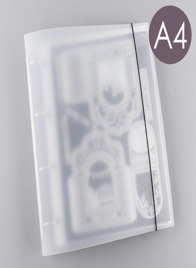 BAOFALI A4 4 Ring Binder Cover Clean Transparent Soft PVC for Refillable Notebook Shell withMatte surfaceforStamp & Die Storage Overall Size（Folded) 27x32.8x4cm/ 10.6x12.9x1.6inch - Image 3