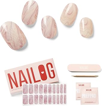 NAILOG Semi Cured Gel Nail Strips Glossy Long Lasting Soft Gel Finish 20 Extra Long Stickers WrapsPink Fusion - Image 1