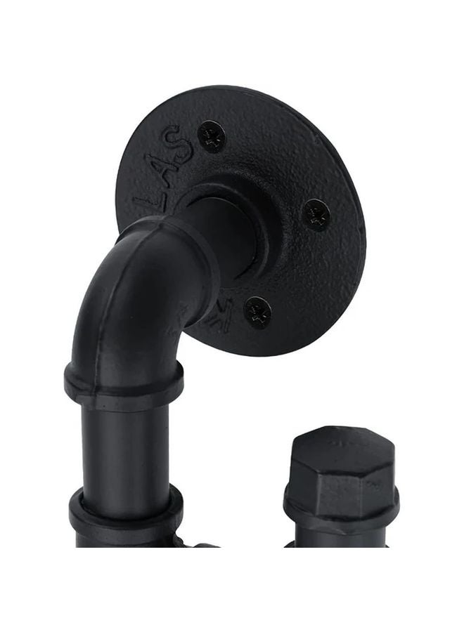 Industrial Pipe Coat Hook Rack Wall Mounted Black Metal Clothes Hanger For Home Office - Image 5